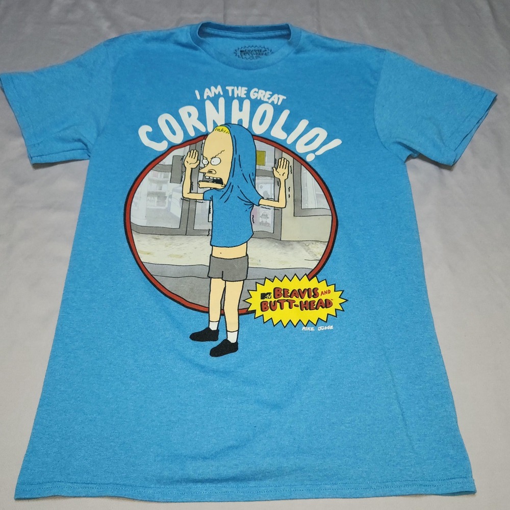 MTV Beavis and Butt-Head Cornholio Graphic T-Shirt Blue Mens Small Mike Judge